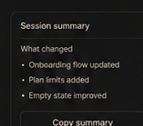 Bramble session summary ready to copy and share